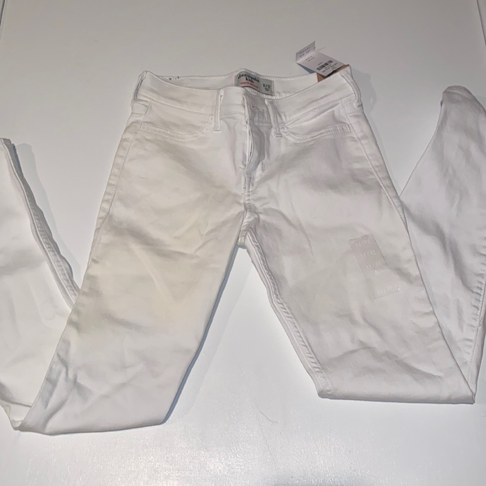 Abercrombie kids super skinny white jeans